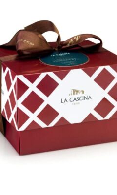 Handgefertigter Panettone mit Schokoladencrème Füllung in Karton verpackt