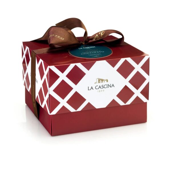Handgefertigter Panettone mit Schokoladencrème Füllung in Karton verpackt
